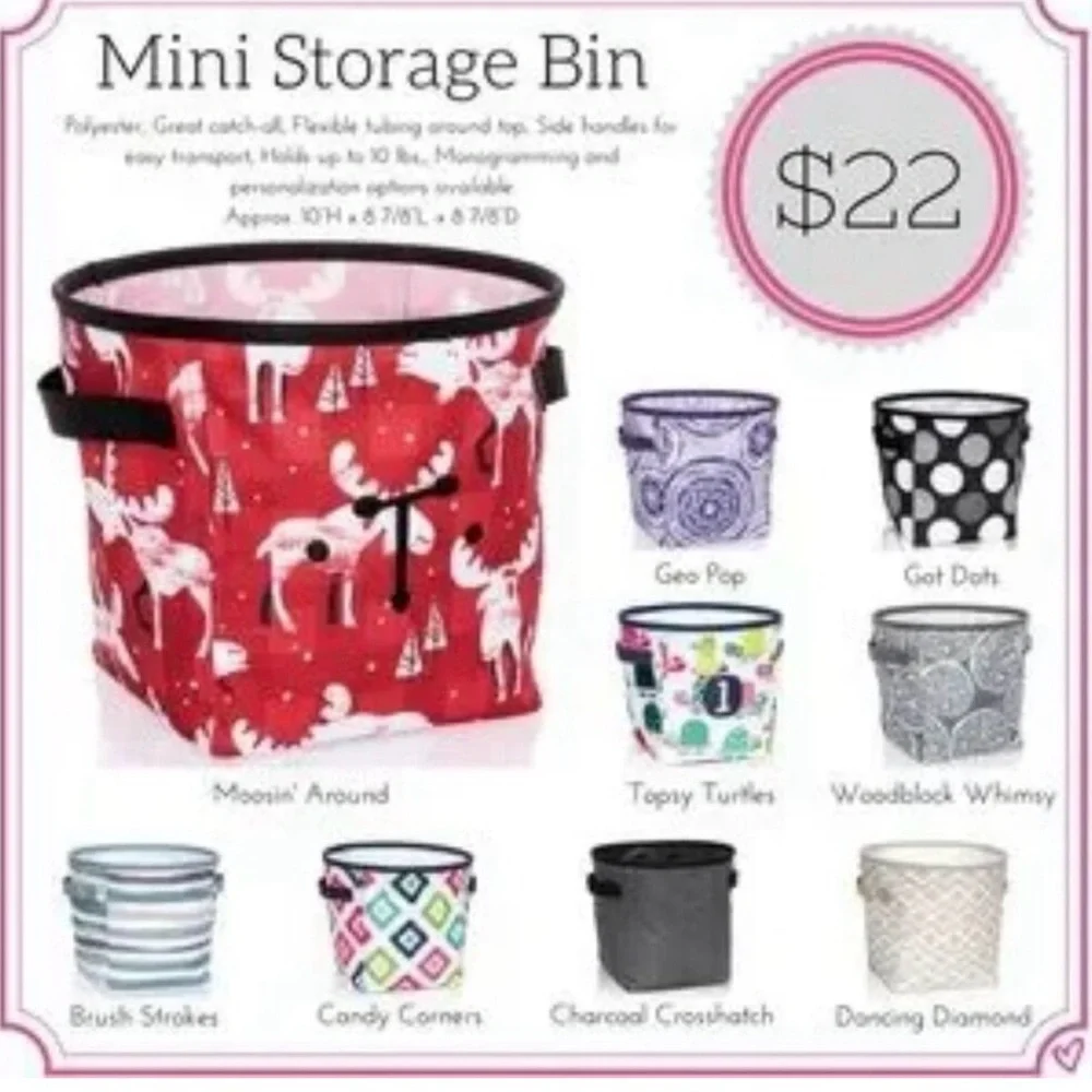 THIRTY-ONE 31 Bags MINI STORAGE BIN 817A DANCING DIAMOND Tan White